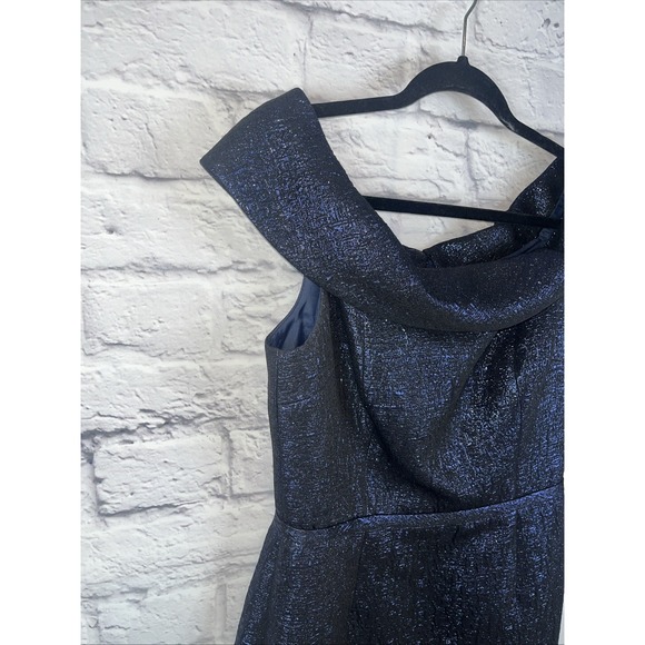 Rickie Freeman x Teri Jon Jacquard Blue Metallic Cocktail Dress Size 6 READ - Picture 9 of 15